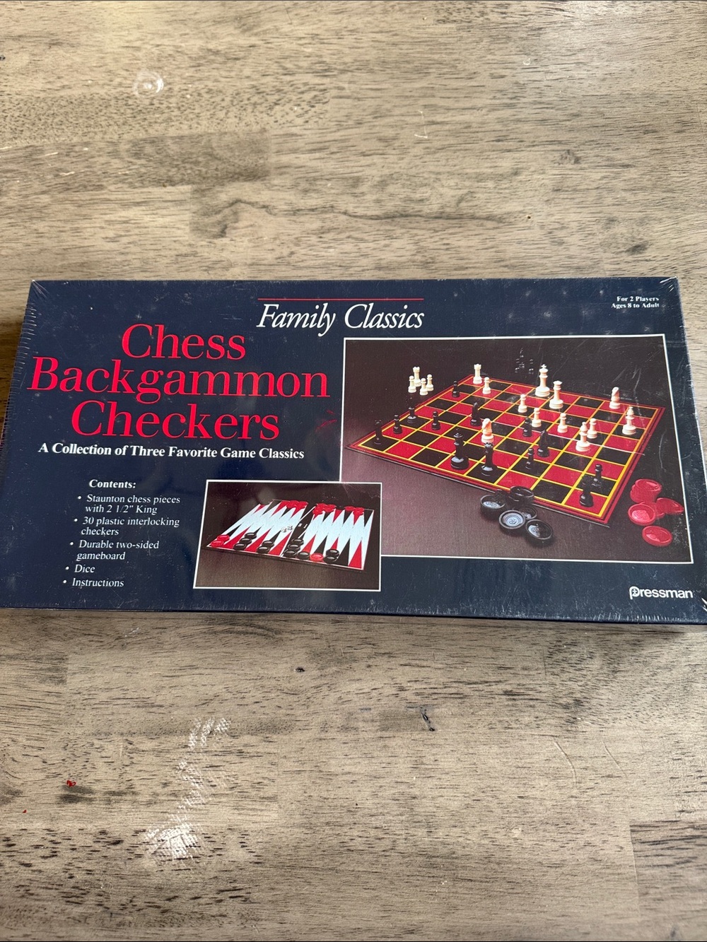 Chess Backgammon Checkers Set - Black & Red